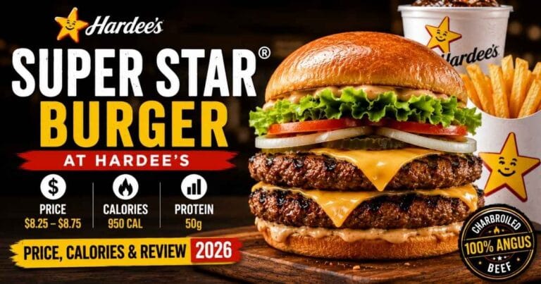Hardee's Super Star Burger with double Angus beef patties, price, calories, and review for 2026.